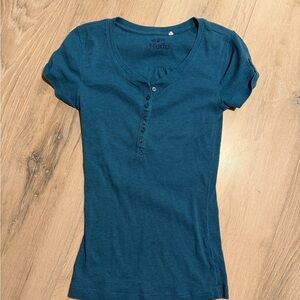 Mudd Teal Short Sleeve Henley Top